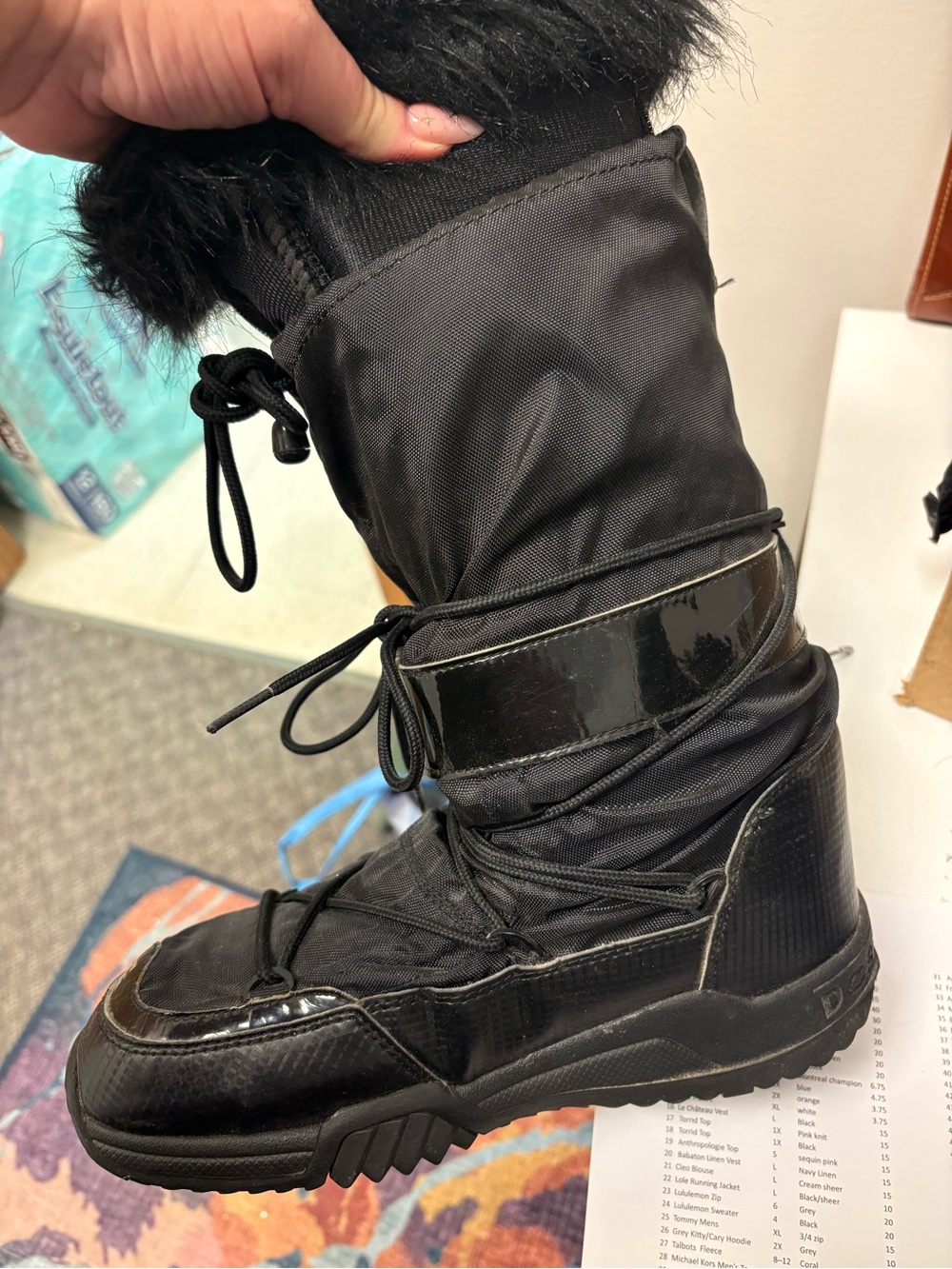 DC Black Lace-Up Snow Boots with Glossy Trim - Picture 8 of 9
